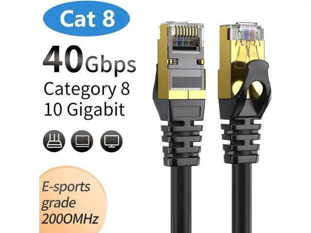 Alt view image 8 of 14 - 50ft / 15M CAT8 Ethernet Cable, 40Gbps 2000Mhz High Speed Gigabit SFTP Lan Network Internet Cables with RJ45 Gold Plated Connector 26AWG Cat 8 Network Wire, RJ45 Cable for Router/Modem/Xbox