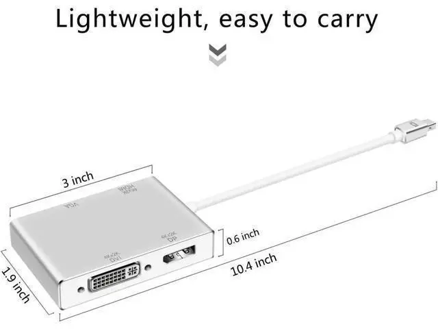 Alt view image 11 of 14 - Mini DisplayPort to HDMI DVI DP 4K VGA Adapter Werleo Mini DP Thunderbolt 4-in-1 Adapter Converter MacBook Air MacBook MacBook Pro Microsoft Surface Pro 2 3