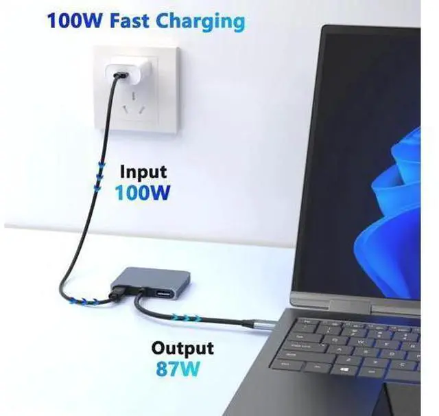 Alt view image 9 of 14 - USB C to Dual HDMI Adapter, HDMI Splitter for Dual Monitors Support C to 2 HD Splitter Extended Display for Type C Devices, MacOS only Mirrors Same Screen(SST), Windows Extend Two Different Screen