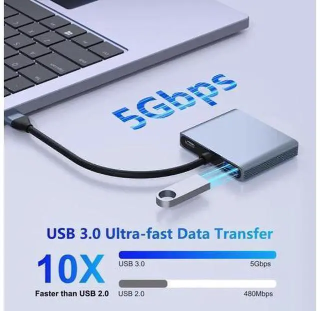 Alt view image 10 of 14 - USB C to Dual HDMI Adapter, HDMI Splitter for Dual Monitors Support C to 2 HD Splitter Extended Display for Type C Devices, MacOS only Mirrors Same Screen(SST), Windows Extend Two Different Screen