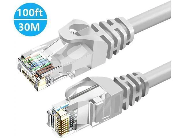 Alt view image 8 of 14 - 100ft / 30M Cat6 Ethernet Cable for Gaming, 100ft. LAN Network Patch Cord Wire -High Speed Internet Cable with Clips, RJ45, 24AWG, 500MHz Connectors for Router Modem, Compatible with PS4 PS5 (Gray)