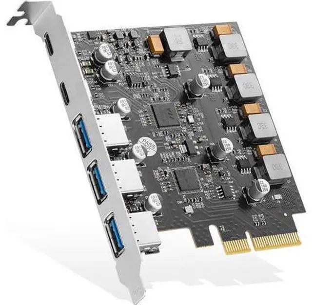 Alt view image 8 of 14 - Aomoproing PCIE to USB 3.2 Gen2 10G Expansion Card, 5 Port 3X USB Type-A and 2X Type-C Ports, Self-Powered, USB3.2 Hub Controller Adapter for Windows 10/11