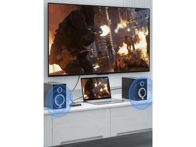 Alt view image 13 of 14 - 4K120Hz HDMI Splitter 1in2 Out,ESTONE 1x2 Power HDMI Splitter 2 Ports w/AC Adapter, 8Kx2K@30Hz 3D Full HD Distributor for Xbox PS5 Blu-Ray Player, HDTV Support 48Gbps, HDCP 2.3 RGB 4:4:4
