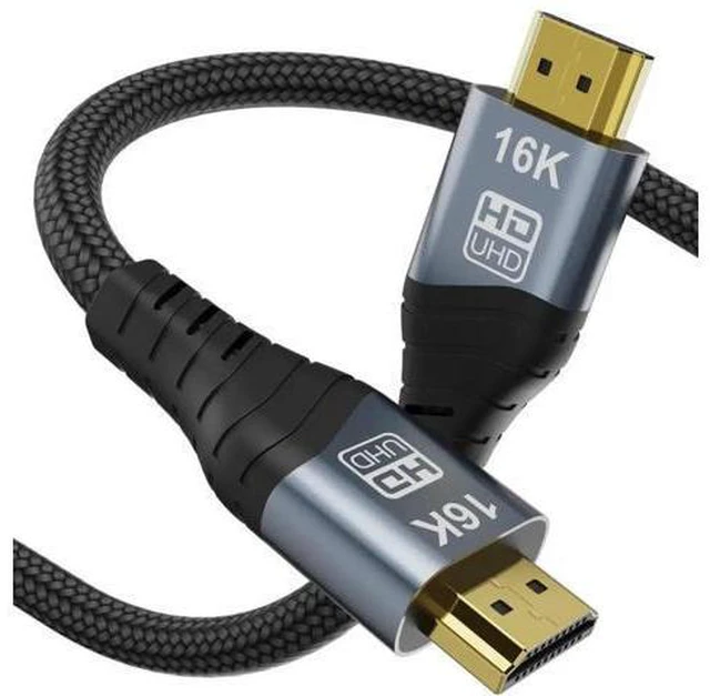 Alt view image 2 of 2 - AOMOPROING 16K HDMI 2.2 Cable 2m 6.6ft High Speed 96Gbps 12Bit 16K@60Hz 8K@240Hz 4K@480Hz Braided Gold Plated UHD HDR Support HDCP 3D HDMI Connection Compatible with PS5 Monitor TV