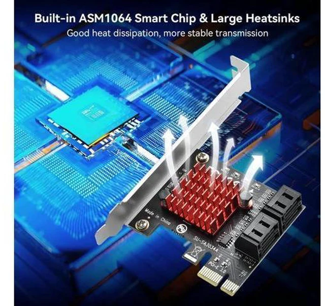 Alt view image 11 of 14 - Aomoproing PCI-E to SATA Adapter 4 Port PCIe Expansion Card 6Gbps SATA 3.0 Controller PCI Express Controller Card with Low Profile Bracket for Windows/ Linux