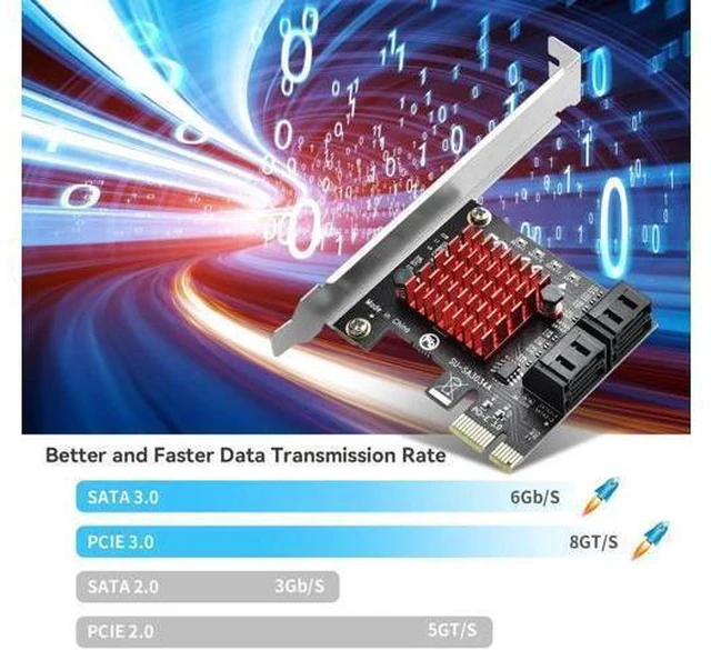 Alt view image 12 of 14 - Aomoproing PCI-E to SATA Adapter 4 Port PCIe Expansion Card 6Gbps SATA 3.0 Controller PCI Express Controller Card with Low Profile Bracket for Windows/ Linux