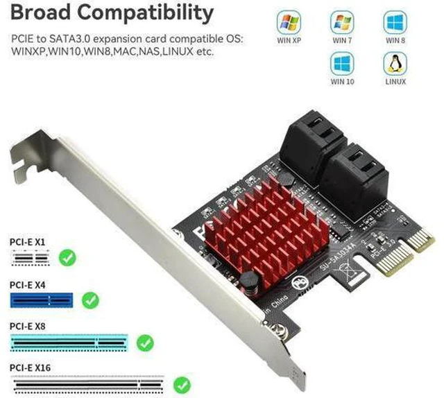 Alt view image 14 of 14 - Aomoproing PCI-E to SATA Adapter 4 Port PCIe Expansion Card 6Gbps SATA 3.0 Controller PCI Express Controller Card with Low Profile Bracket for Windows/ Linux