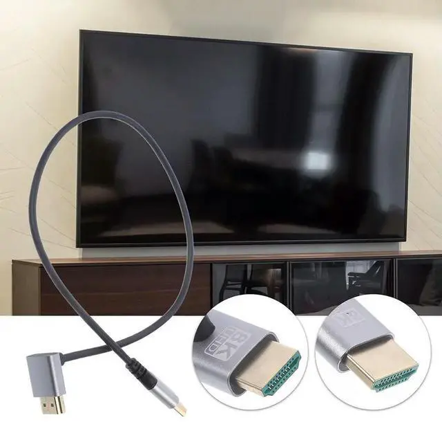 Alt view image 5 of 6 - 8K Hd Monitor Connector Downwards Angle Male to Male Video Cable TV Pc Laptop Display Wire High .1 Video Cord for Home