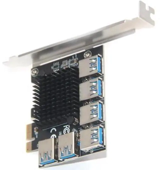 Alt view image 7 of 12 - Aomoproing PCIe 1 to 6 Riser Card, Pcie Splitter 1 to 6 PCI Riser Card, 6 Risers into 1 PCI Card, PCIe Multiplier Risers 1X to External 6 PCI-e USB3.0 Adapter for ETH Miner GPU Crypto Bitcoin