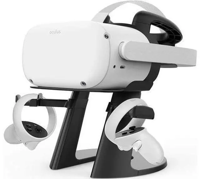 Alt view image 8 of 14 - VR Stand, Compatible with Oculus Quest 2 Stand, VR Headset Stand for Oculus Quest/Quest 2/Rift S/HTC Vive/Valve Index, VR Holder, Virtual Reality Headset and Controllers Holder, Black