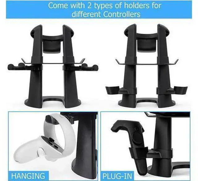 Alt view image 10 of 14 - VR Stand, Compatible with Oculus Quest 2 Stand, VR Headset Stand for Oculus Quest/Quest 2/Rift S/HTC Vive/Valve Index, VR Holder, Virtual Reality Headset and Controllers Holder, Black