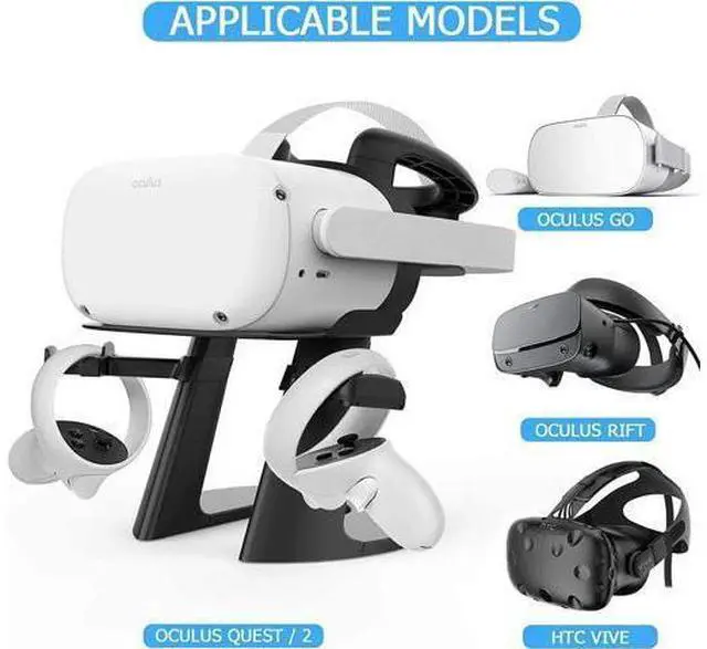 Alt view image 11 of 14 - VR Stand, Compatible with Oculus Quest 2 Stand, VR Headset Stand for Oculus Quest/Quest 2/Rift S/HTC Vive/Valve Index, VR Holder, Virtual Reality Headset and Controllers Holder, Black