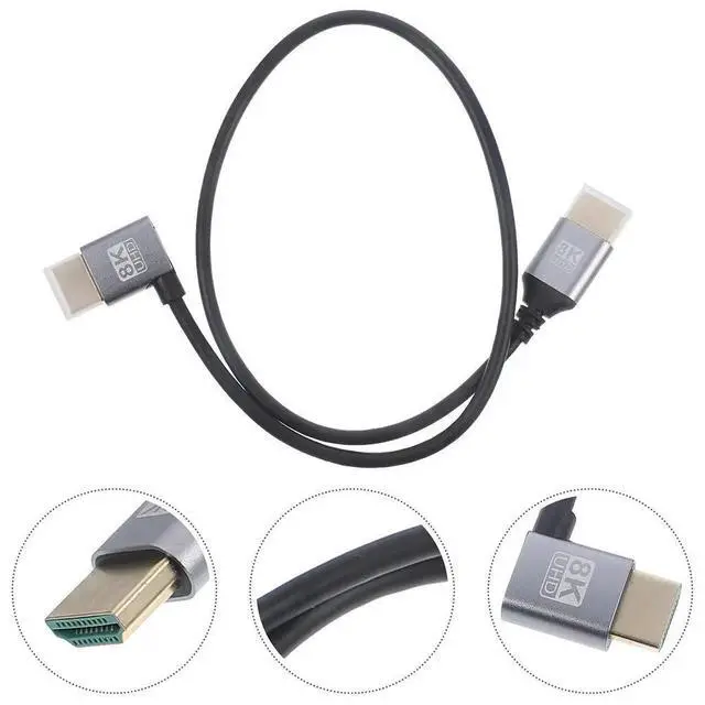 Alt view image 4 of 6 - 8K Video Cable Left Angled Male to Male Display Connector Cable Monitor Wire for TV Computer Projector High Speed Video Cord