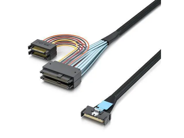 Alt view image 4 of 6 - MCIO to U.2, PCIe GEN4 MCIO 8X SFF-TA-1016 to 2xSFF-8639 with 15Pin SATA Power, Enterprise Server/Storage Array Compatible, 0.75~0.8m(2.46~2.62ft)