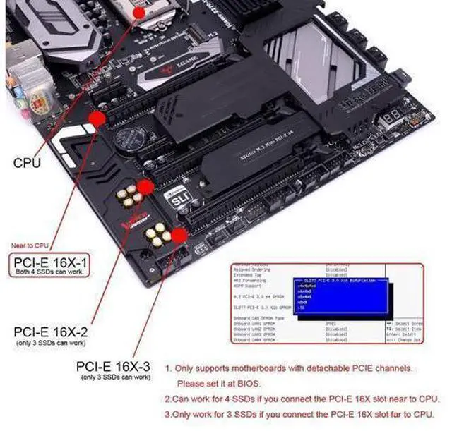 Alt view image 11 of 14 - M.2 NVME Gen 3.0 Adapter M.2 NVME AHCI X4 to PCIE Express 3.0 Gen3 X16 Raid Card VROC Raid0 Hyper Adapter