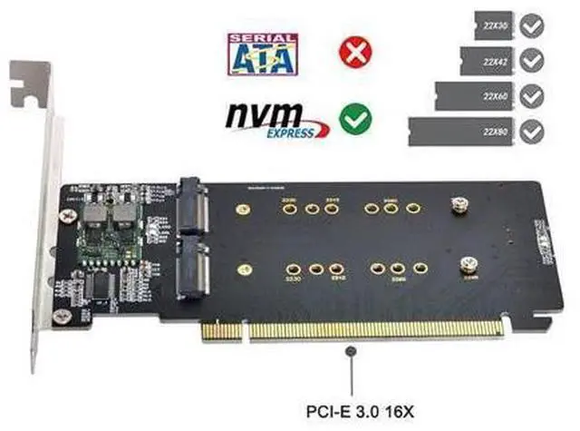 Alt view image 12 of 14 - M.2 NVME Gen 3.0 Adapter M.2 NVME AHCI X4 to PCIE Express 3.0 Gen3 X16 Raid Card VROC Raid0 Hyper Adapter