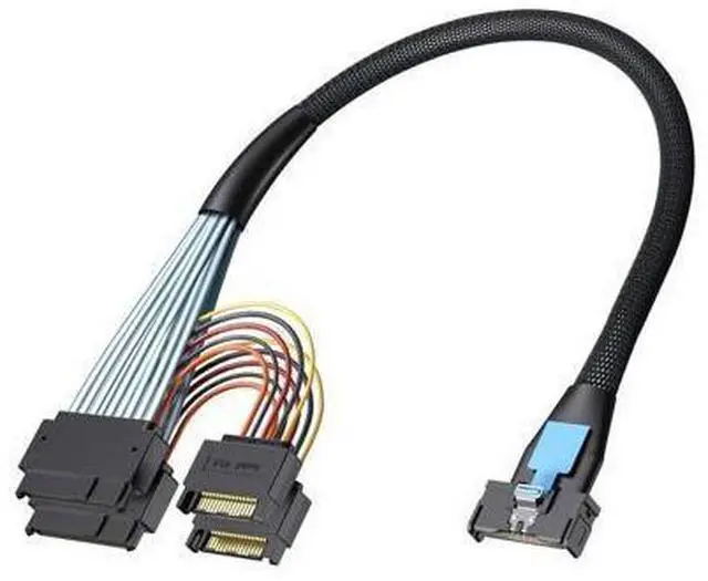 Alt view image 6 of 6 - MCIO to U.2, PCIe GEN4 MCIO 8X SFF-TA-1016 to 2xSFF-8639 with 15Pin SATA Power, Enterprise Server/Storage Array Compatible, 0.75~0.8m(2.46~2.62ft)