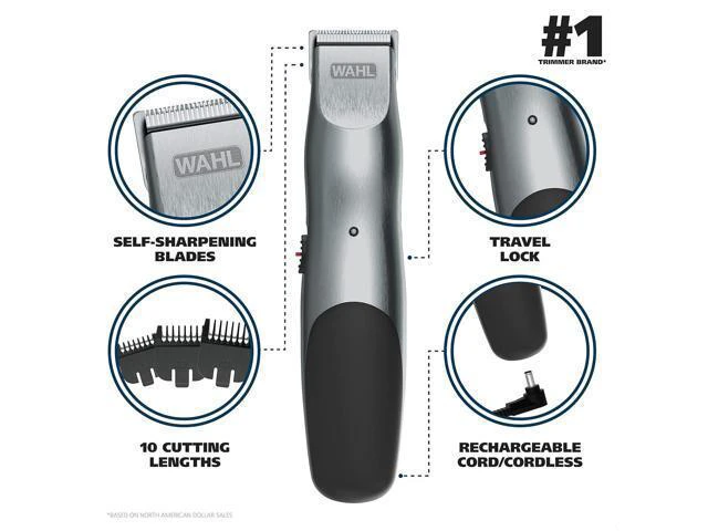 Alt view image 9 of 14 - Wahl Groomsman Corded or Cordless Beard Trimmer for Men - Rechargeable Grooming Kit for Facial Hair - Beard Trimmer & Groomer - Model 9918-6171V