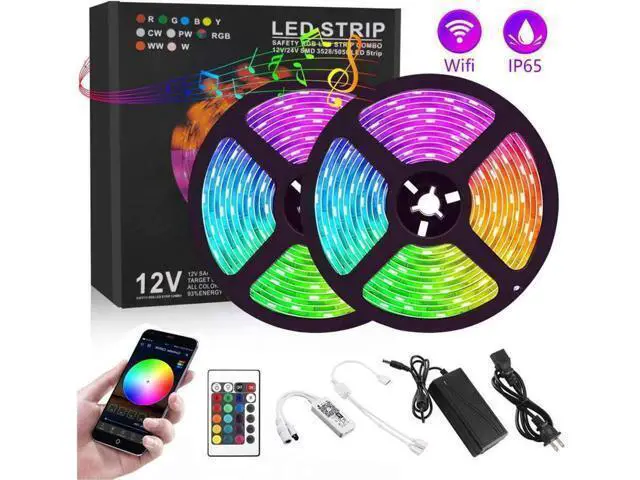Alt view image 8 of 14 - LED Strip Lights 600 Led 32.8ft RGB 5050 LED Light Stripe 16 Color Changing 4 Modes Dimmable Led Stripe Lights with Remote 12V Stripe Light for Indoor and Outdoor Decoration