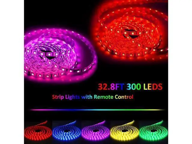 Alt view image 12 of 14 - LED Strip Lights 600 Led 32.8ft RGB 5050 LED Light Stripe 16 Color Changing 4 Modes Dimmable Led Stripe Lights with Remote 12V Stripe Light for Indoor and Outdoor Decoration
