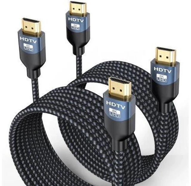 Alt view image 8 of 14 - AOMOPROING 8K HDMI 2.1 Cable 10 FT, 2-Pack, 48Gbps Ultra High Speed HDMI Braided Cord 10 Feet, 8K@60Hz, 4K@120Hz, HDCP 2.2&2.3, 3D, eARC, HDR10+ for Soundbar, TV, Monitor, PC, Laptop, PS5, Xbox