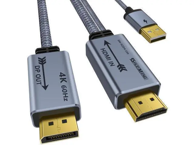 Alt view image 7 of 12 - 3.3FT HDMI Male to DP Male Cable with USB Power, 4K@60Hz 2K@120Hz 1080P@165Hz for PS5, Xbox, Switch, Laptop