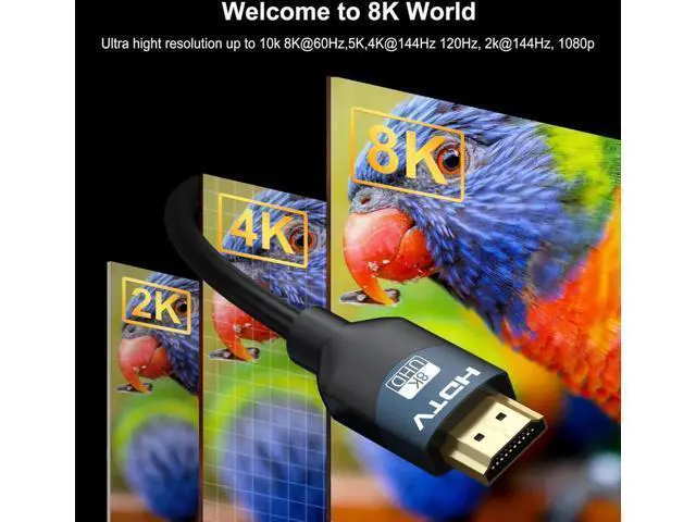 Alt view image 10 of 14 - 8K HDMI 2.1 Cables 3FT 5-Pack, High Speed HDMI Gaming Monitor Cable for PS5 TV-8K ARC&eARC HDMI Cord-165/180/240Hz, HDCP2.3, 3D/HDR10 for Soundbar, PS5, PS4, TV, Xbox, Roku, Cinema, Computer, Monitor