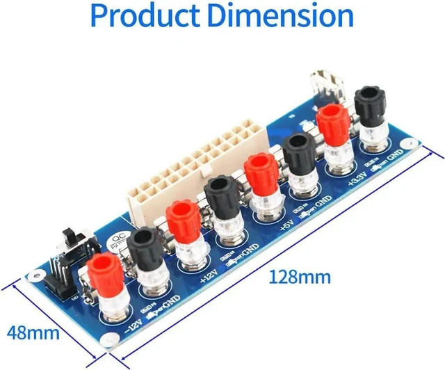 Alt view image 12 of 14 - 2pcs 20/24Pins ATX Benchtop Power Adapter Board with USB 5V Port Computer ATX Power Supply Breakout Adapter Module (Blue)