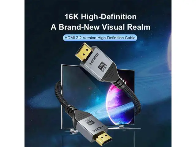 Alt view image 12 of 14 - 16K HDMI 2.2 Cable 6.6FT, 96Gbps Ultra High Speed 16K@60Hz 8K@120Hz 4K@480Hz HDMI Cord, HDCP 2.3 & HDR10 HDMI Cables for PS5/Xbox Series X|S/Roku TV/Gaming PC/Monitor/Blu-ray/Projector