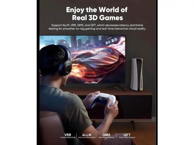 Alt view image 14 of 14 - 16K HDMI 2.2 Cable 6.6FT, 96Gbps Ultra High Speed 16K@60Hz 8K@120Hz 4K@480Hz HDMI Cord, HDCP 2.3 & HDR10 HDMI Cables for PS5/Xbox Series X|S/Roku TV/Gaming PC/Monitor/Blu-ray/Projector