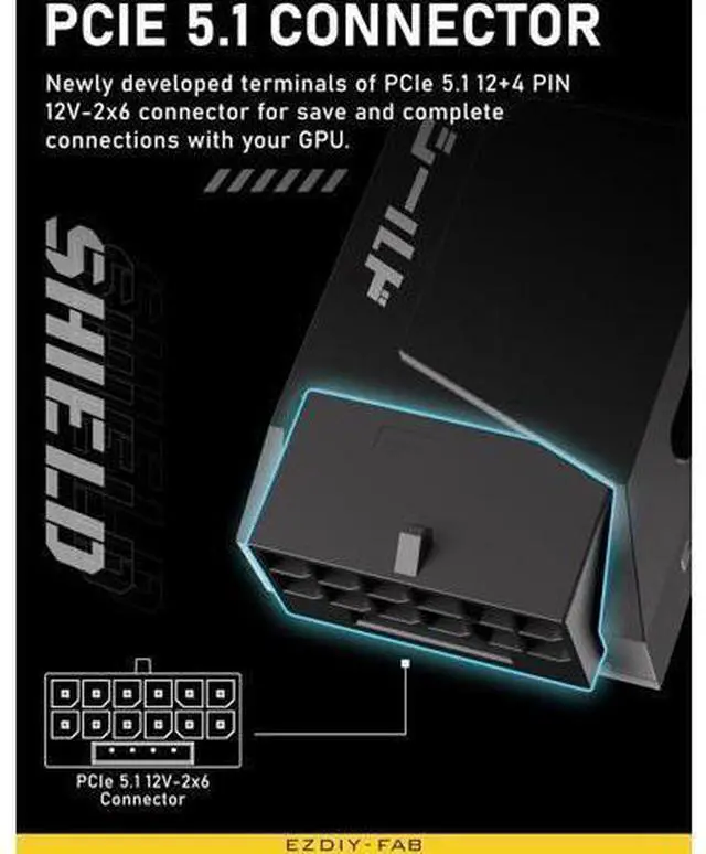 Alt view image 12 of 12 - Aomoproing PCIe 5.0 Adapter - 600W 12+4pin,16pin 12VHPWR GPU Power Connector,12V-2x6 GPU Adapter,90 Degree Right Angle - Compatible with RTX 3090Ti, 4070Ti, 4080, 4090 GPU -STD Type, Black, 1 Pack