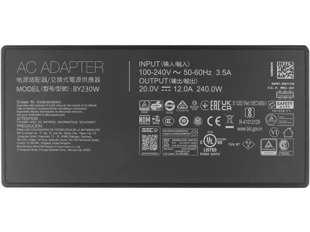Alt view image 4 of 5 - WRIARICH 240W Charger Adapter for Asus ROG Zephyrus G16 GU605 GU605MI GU605MU GU605MV GU605MY GU605MZ GU605MZ-XS96 GU605MY-XS96 0A001-01120600 A20-200P1A Laptop Supply