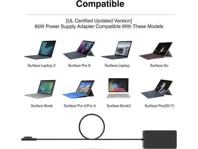 Alt view image 10 of 12 - Surface Pro Charger 65W for Surface Pro 3/4/5/6/7/8/9/X Power Supply Adapter, Compatible for Both Microsoft Surface Book Laptop/TabletWorks with 65W&44W&36W&24W