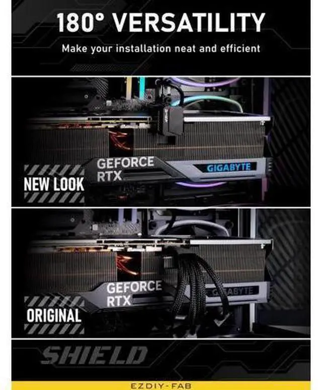 Alt view image 10 of 14 - PCIe 5.0 Adapter - 600W 12+4pin, 16pin 12VHPWR GPU Power Connector, 12V-2x6 GPU Adapter,180 Degree Right Angle - Compatible with RTX 3090Ti, 4070Ti, 4080, 4090 GPU - RVS Type, Black, 1 Pack