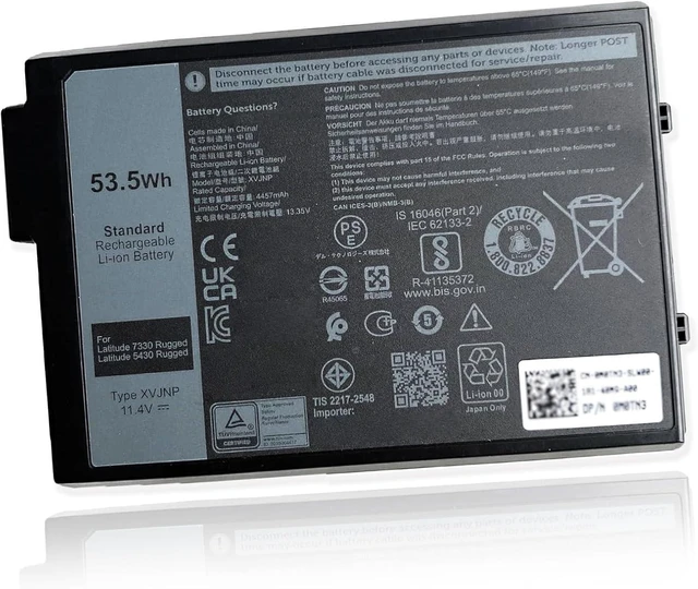 Alt view image 8 of 14 - 53.5Wh XVJNP 0M0TN3 Laptop Battery Replacement for Dell Latitude 5430 7330 Rugged Latitude Series P148G P148G001 P149G P149G001 6JRCP 06JRCP M0TN3 KD1CT 451-BCWQ 11.4V 4457mAh