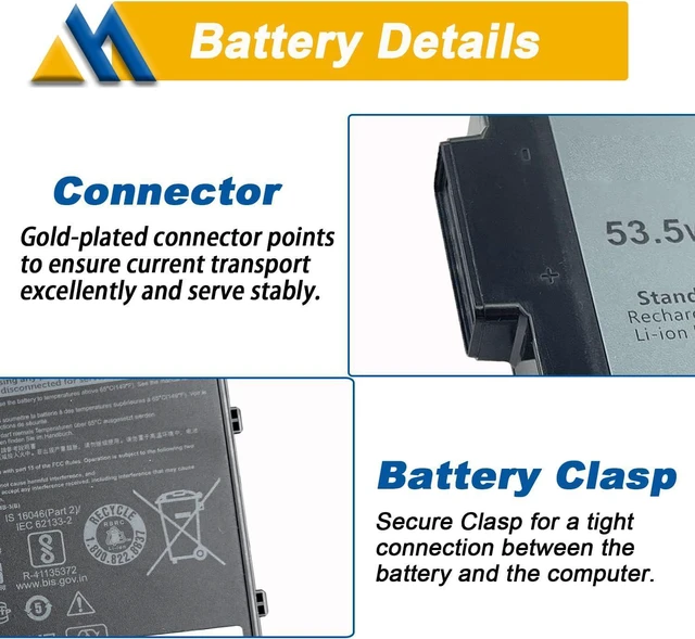 Alt view image 11 of 14 - 53.5Wh XVJNP 0M0TN3 Laptop Battery Replacement for Dell Latitude 5430 7330 Rugged Latitude Series P148G P148G001 P149G P149G001 6JRCP 06JRCP M0TN3 KD1CT 451-BCWQ 11.4V 4457mAh
