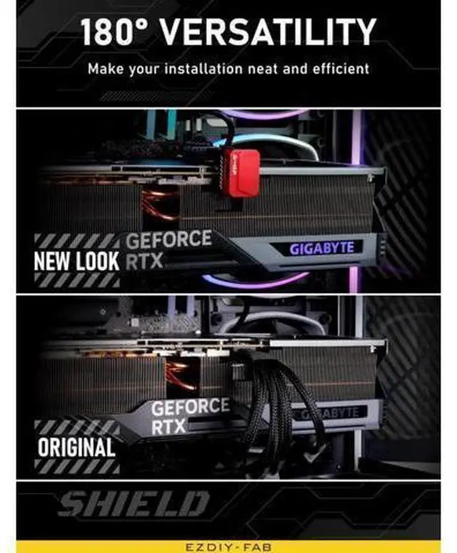 Alt view image 12 of 14 - PCIe 5.0 Adapter - 600W 12+4pin, 16pin 12VHPWR GPU Power Connector, 12V-2x6 GPU Adapter,180 Degree Right Angle - Compatible with RTX 3090Ti, 4070Ti, 4080, 4090 GPU- STD Type, Red, 1 Pack