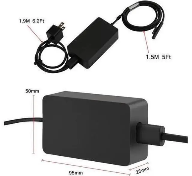 Alt view image 13 of 14 - 15V 2.58A Surface 44W Power Supply for Surface Pro 6 Charger Surface Laptop 2 Pro 5 Pro 4 Pro 3 Go Microsoft 1800 Surface 44W Power Ac Adapter Cord with 5V USB Port and US Extension Cord