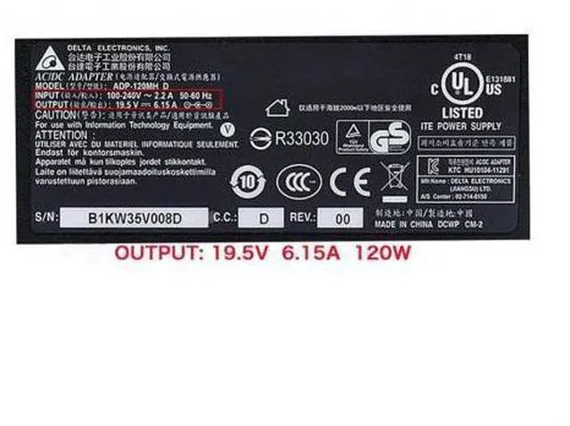Alt view image 4 of 4 - 19.5V 6.15A 120W 5.5x2.5mm DELTA ADP-120MH D A12-120P1A AC Adapter For MSI GS70 GP60 GP62 GL62 GL72 GE72 Gaming Notebook