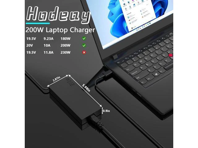 Alt view image 9 of 12 - 200W Rectangle Conn Charger Compatible with ASUS ProArt PX13 (HN7306) HN7306WU Laptop Power Adapter