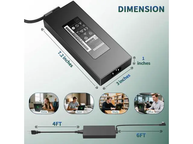 Alt view image 8 of 10 - 330W GaN AC Laptop Charger Compatible with Razer Blade 16 17 18 RZ09-0483 RZ09-0484 RZ09-0510 RC30-0484 RC30-04840200 Gaming Power Supply Adapter