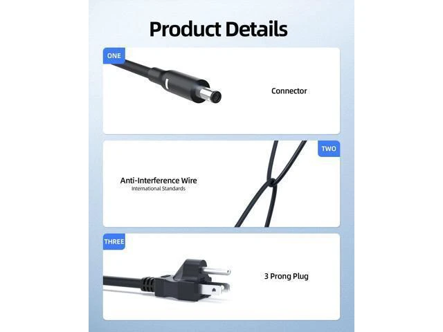 Alt view image 9 of 10 - 130W Charger Compatible with Dell Inspiron 16 Plus 7630 P125F, Inspiron 24 5420 5421, 27 7720 All-in-One W28C W29C Laptop Power Supply Adapter Cord
