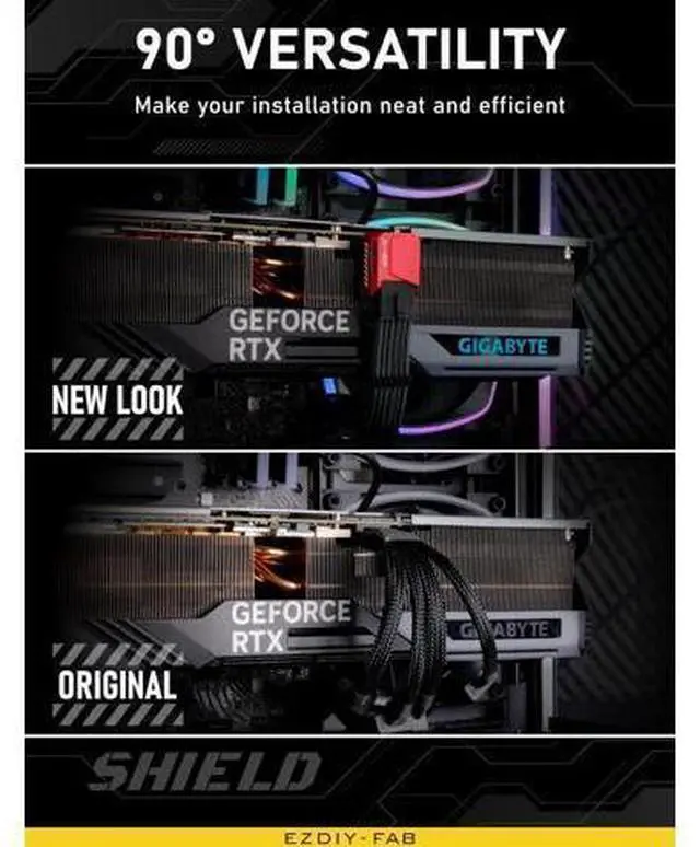 Alt view image 13 of 14 - Aomoproing PCIe 5.0 Adapter - 600W 12+4pin,16pin 12VHPWR GPU Power Connector,12V-2x6 GPU Adapter,90 Degree Right Angle - Compatible with RTX 3090Ti, 4070Ti, 4080, 4090 GPU - STD Type, Red, 1 Pack