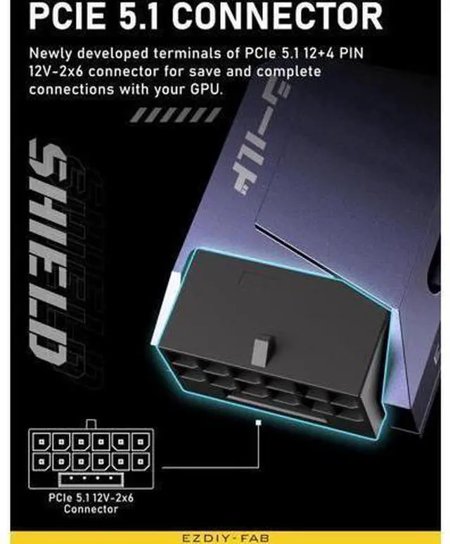 Alt view image 11 of 14 - Aomoproing PCIe 5.0 Adapter - 600W 12+4pin,16pin 12VHPWR GPU Power Connector,12V-2x6 GPU Adapter,90 Degree Right Angle - Compatible with RTX 3090Ti, 4070Ti, 4080, 4090 GPU - RVS Type, Purple, 1 Pack