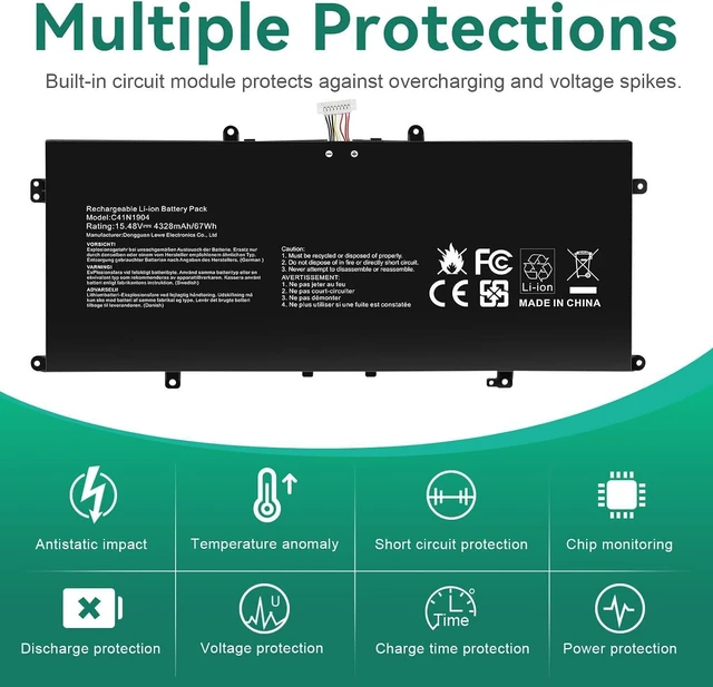 Alt view image 10 of 14 - C41N1904 Battery Replacement for ASUS ZenBook 14 UX425 UX425UA UX425EA UX425JA 13 UX325EA UX325JA UM325SA UX363EA UX363JA Flip S UX371 UX393 UX393EA UX371EA S14 S435 S435EA