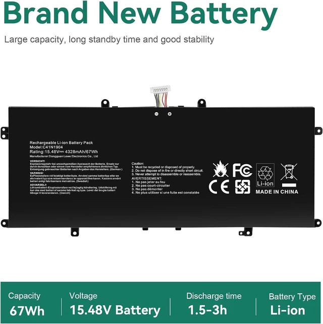 Alt view image 9 of 14 - C41N1904 Battery Replacement for ASUS ZenBook 14 UX425 UX425UA UX425EA UX425JA 13 UX325EA UX325JA UM325SA UX363EA UX363JA Flip S UX371 UX393 UX393EA UX371EA S14 S435 S435EA