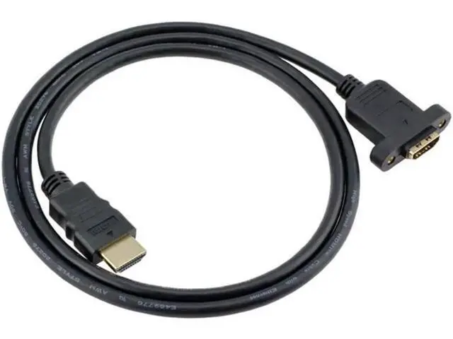 Alt view image 8 of 14 - AOMOPROING HDMI Extension Cable High Speed HDMI Male to Female Extension Wire Cord HDMI Extender w/Screw Nut for Panel Mount - Gold Plated Plugs Black (1FT)