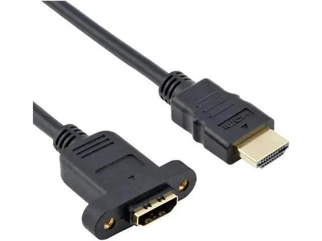 Alt view image 9 of 14 - AOMOPROING HDMI Extension Cable High Speed HDMI Male to Female Extension Wire Cord HDMI Extender w/Screw Nut for Panel Mount - Gold Plated Plugs Black (1FT)