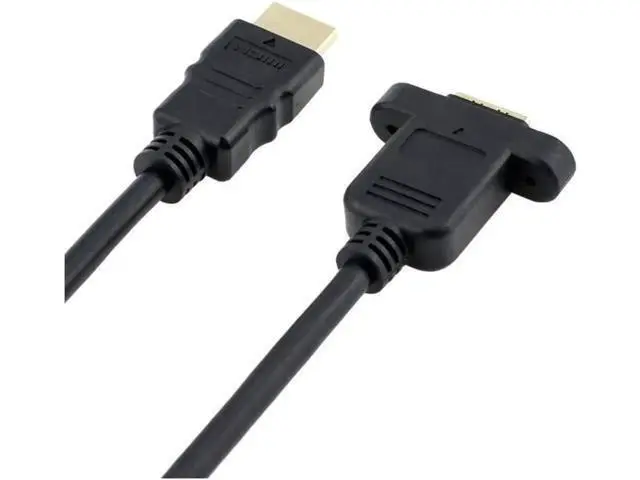 Alt view image 11 of 14 - AOMOPROING HDMI Extension Cable High Speed HDMI Male to Female Extension Wire Cord HDMI Extender w/Screw Nut for Panel Mount - Gold Plated Plugs Black (1FT)