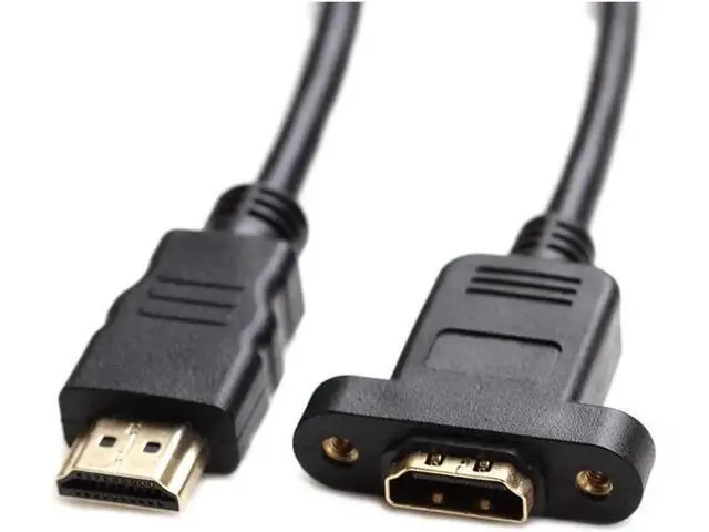 Alt view image 12 of 14 - AOMOPROING HDMI Extension Cable High Speed HDMI Male to Female Extension Wire Cord HDMI Extender w/Screw Nut for Panel Mount - Gold Plated Plugs Black (1FT)